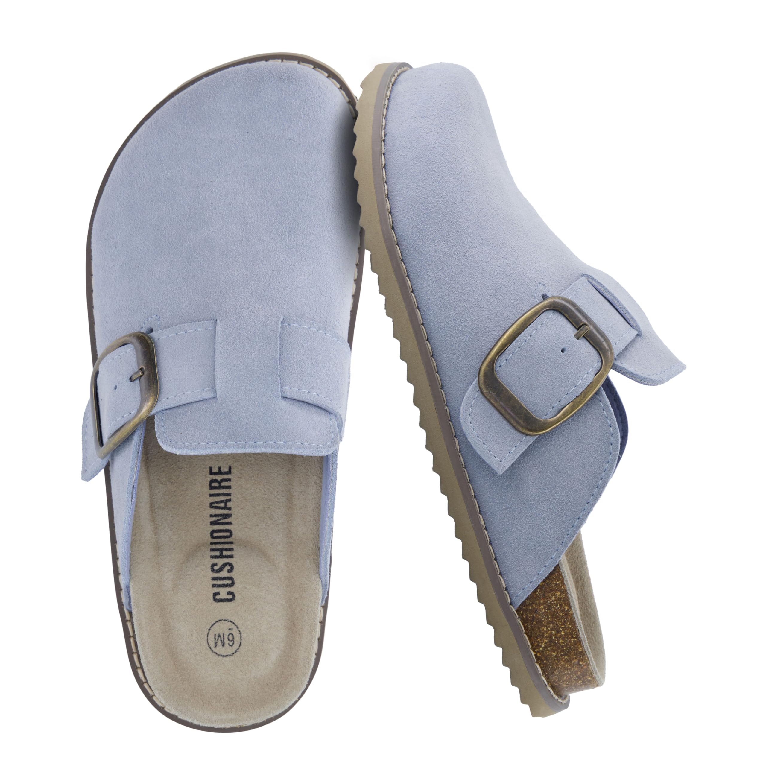 CUSHIONAIRE Women's Blain Genuine Suede Slip-On Clogs with + Memory Foam & Chic 