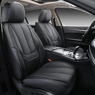 Coverado Seat Covers Full Set, Black Seat Covers for Cars 5 Seats, Car Seat Protector, Waterproof Nappa Leather Car Seat Cushion, Front and Rear Car Seat Cover Fit for Most Sedans SUV Pick-up Truck
