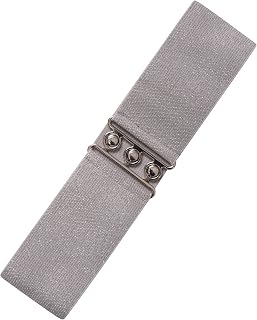Ro Rox Ladies Wide Elastic Waist Belt Retro Vintage Style - Stretch Belt for Dresses 50s - Silver or Gold Buckle