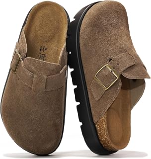 Project Cloud 100% Genuine Leather Platform Clogs for Women Footwear - Memory Foam Arch Support Cork Footbed Casual Shoes & Mules for Women 2026 (Benton Chunky)