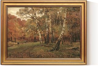 ARPEOTCY Gold Framed Fall Wall Art, Autumn Forest Landscape Print, 12x16In | Vintage Woodland Landscape Painting, Rustic Farmhouse Nature Decor, Fall Artwork for Living Room Bedroom Office