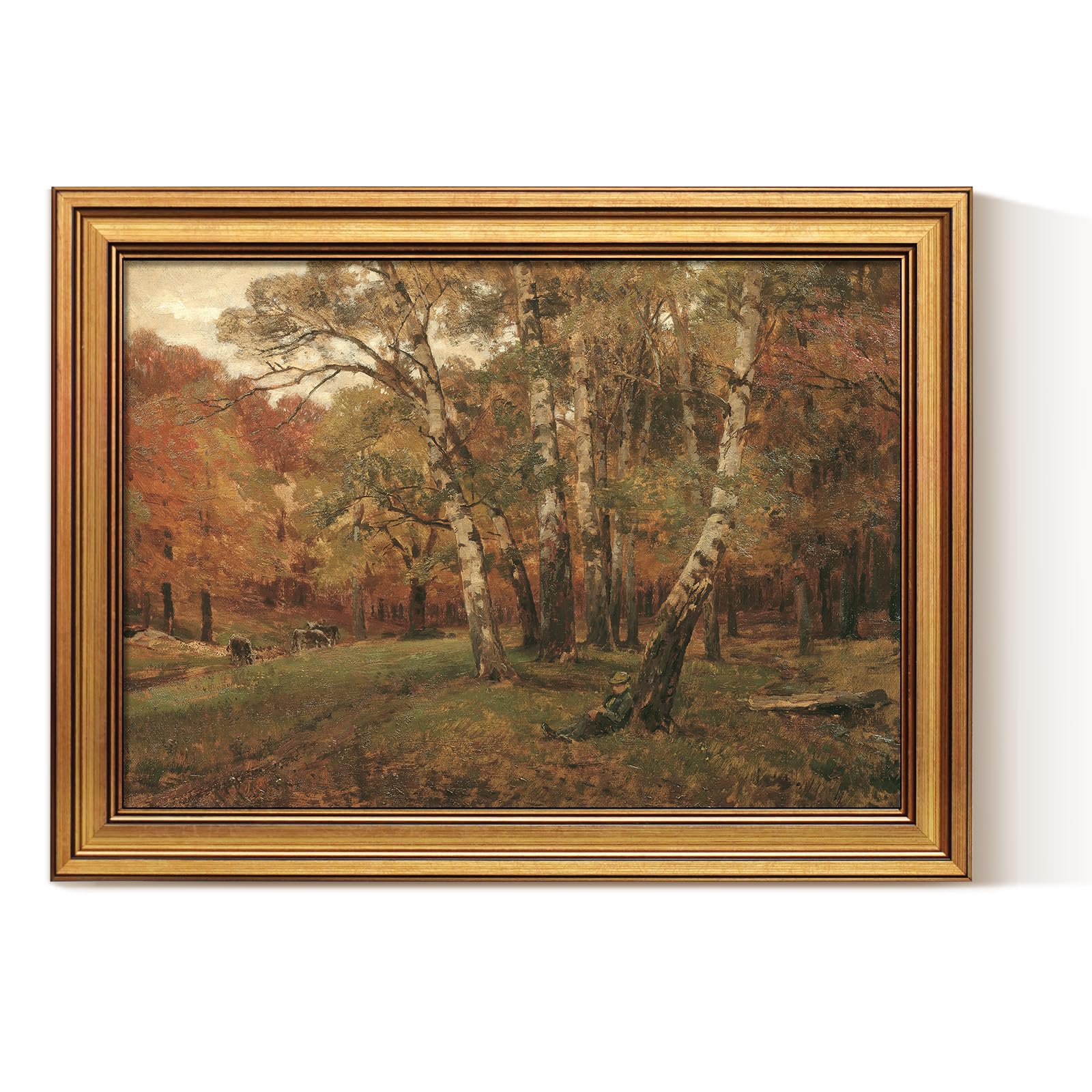 ARPEOTCY Gold Framed Fall Wall Art, Autumn Forest Landscape Print, 12x16In | Vin