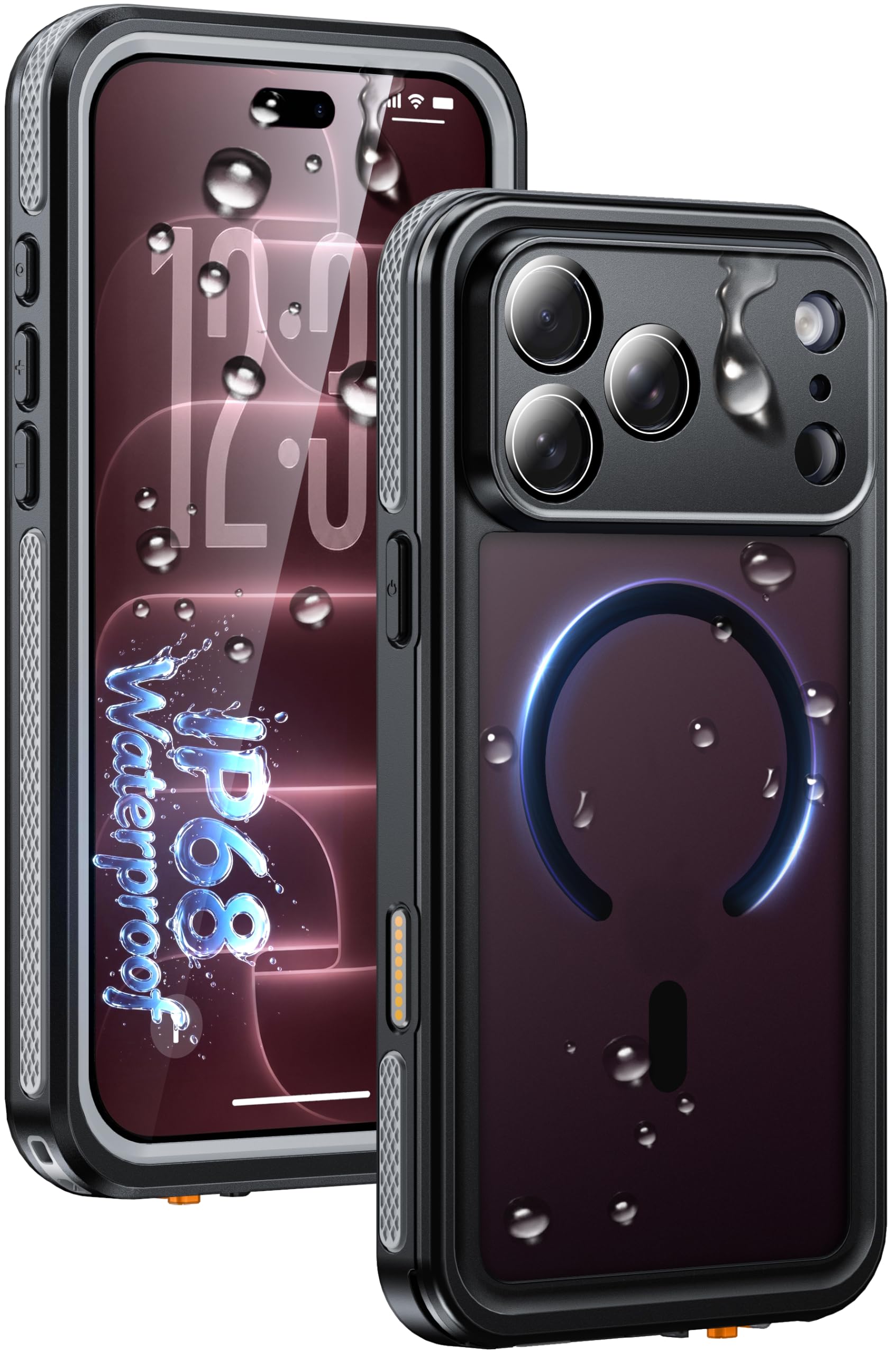 Oterkin Magnetic for iPhone 18 Pro Case Waterproof, Translucent Matte Black