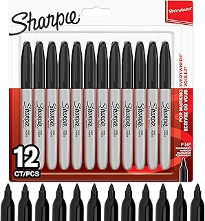 Sharpie Permanent Markers | Fine Point for Bold Details | Black Ink | 12 Marker Pens