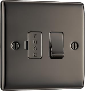 BG Electrical Switched Fused Connection Unit, Fused Spur Switch, Double Pole, Raised and Slim Profile, Round Edges, Nexus Metal, Black Nickel, 13A, NBN50