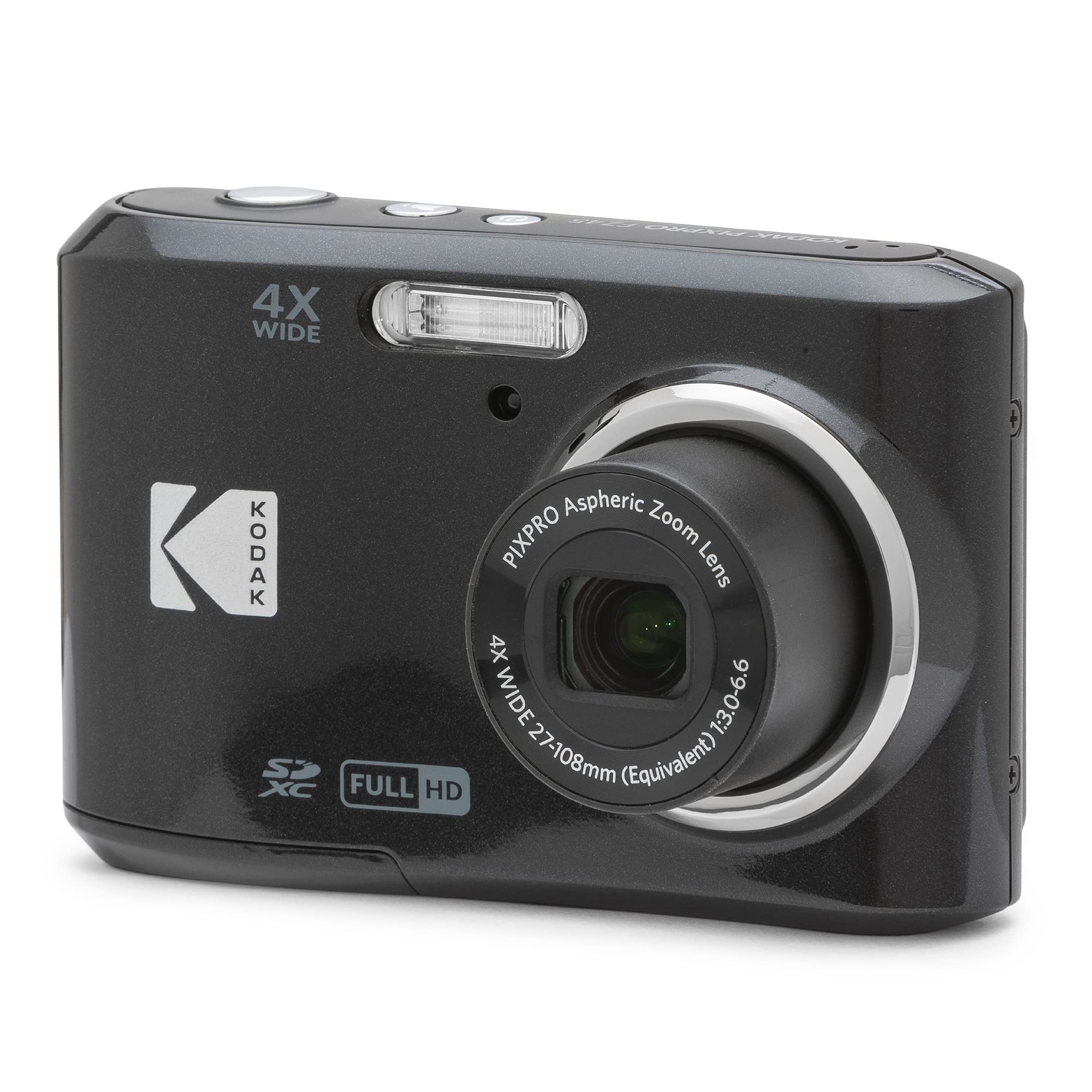 Kodak PIXPRO FZ45 16MP Compact Digital Camera, 4X Optical Zoom, AA, Black | 1080