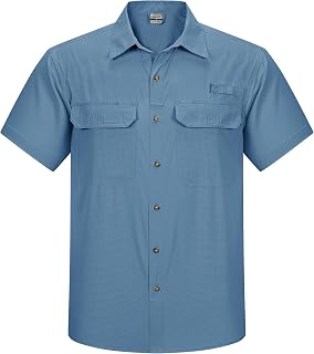 Outdoor Ventures Mens Short Sleeve Shirt UV Protection Waterproof Quick Dry Hiking Fishing Travel Safari Shirt