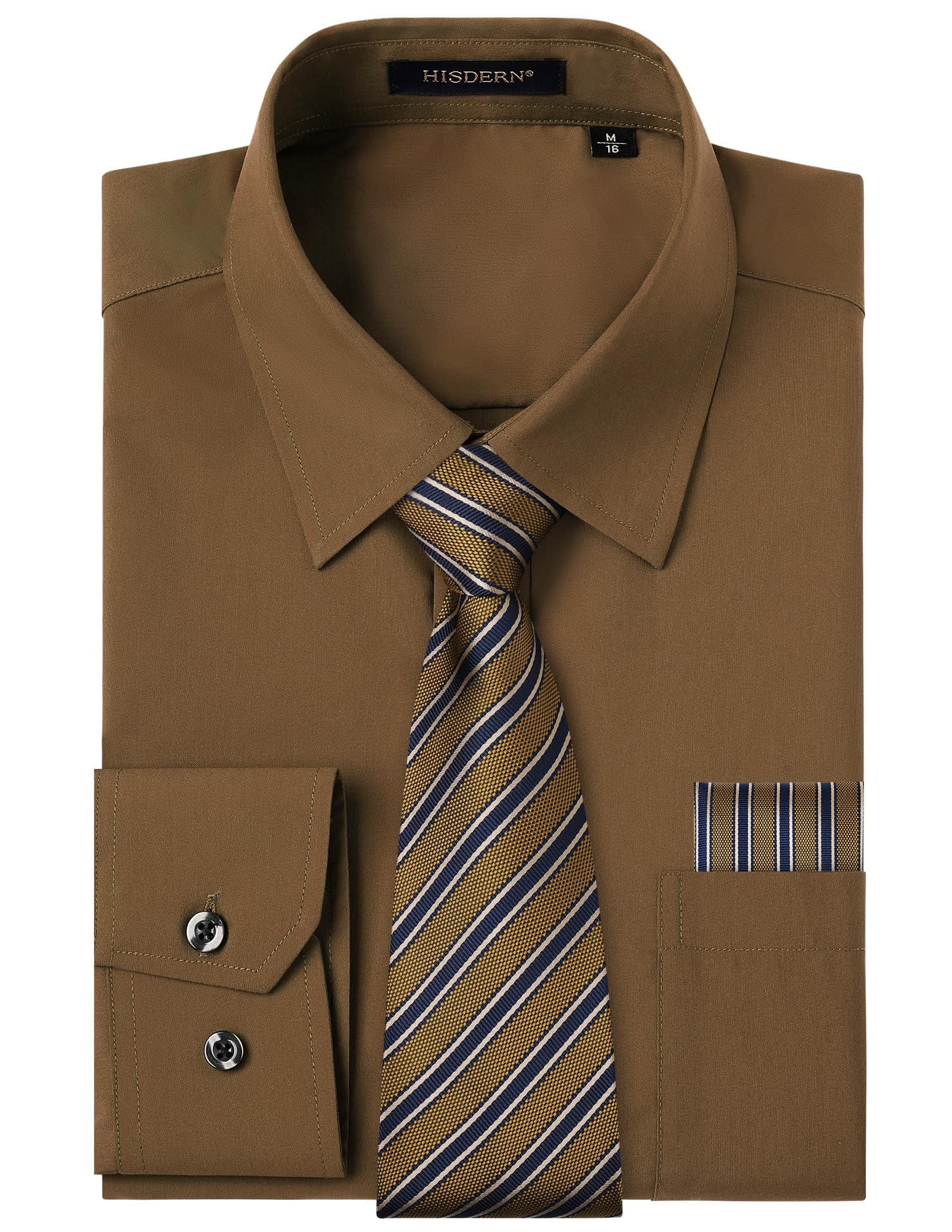 HISDERN Chemise Homme Manches Longues Formelle Chemises Business avec Cravate Ha