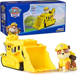 PAW Patrol, Rubble’s Bulldozer Toy Truck with Collectible Action Figure, Sustainably Minded Kids Toys for Boys & Girls Ages 3 and Up