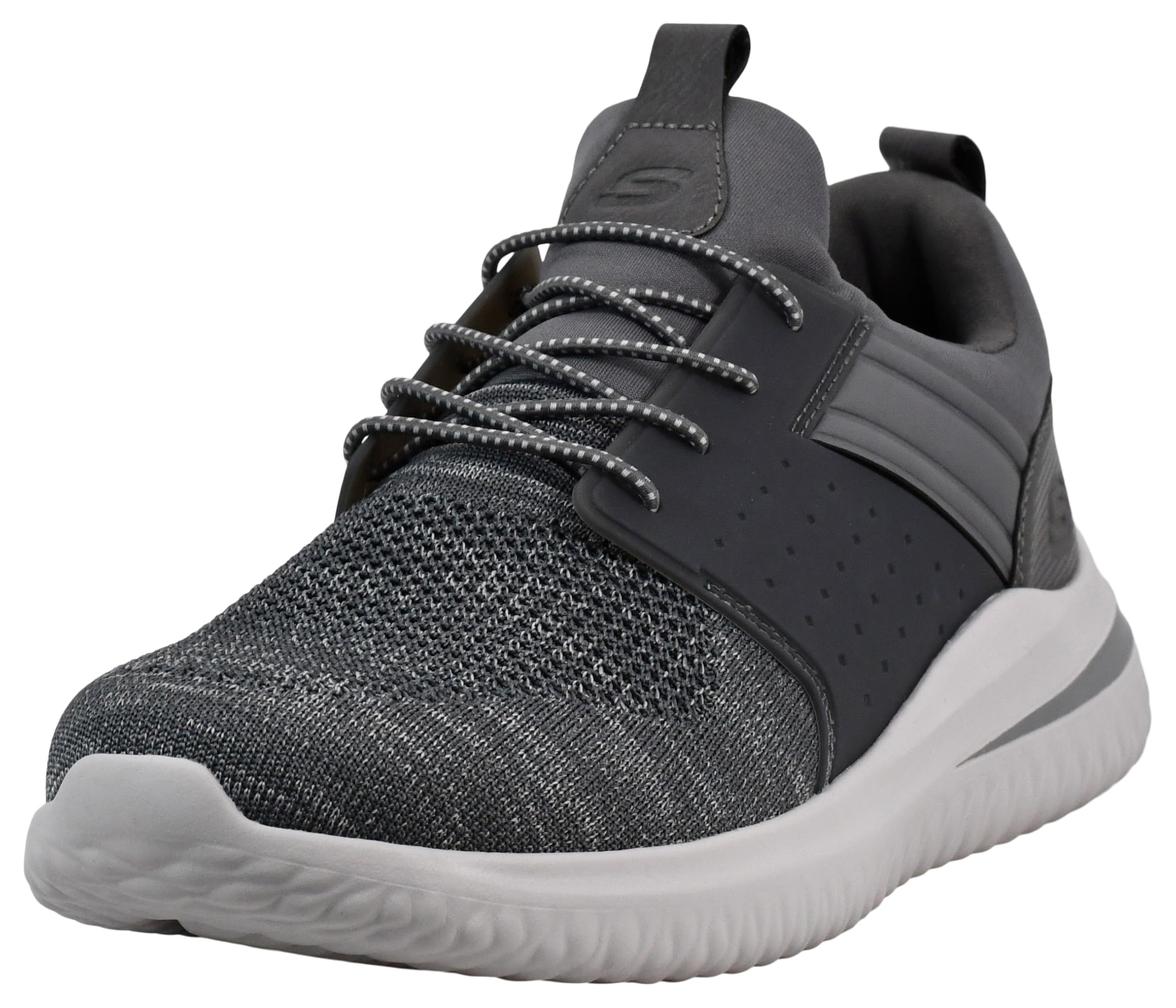 Skechers Men's Delson 3.0-Ezra Leather Bungee Lace Slip On Trainers