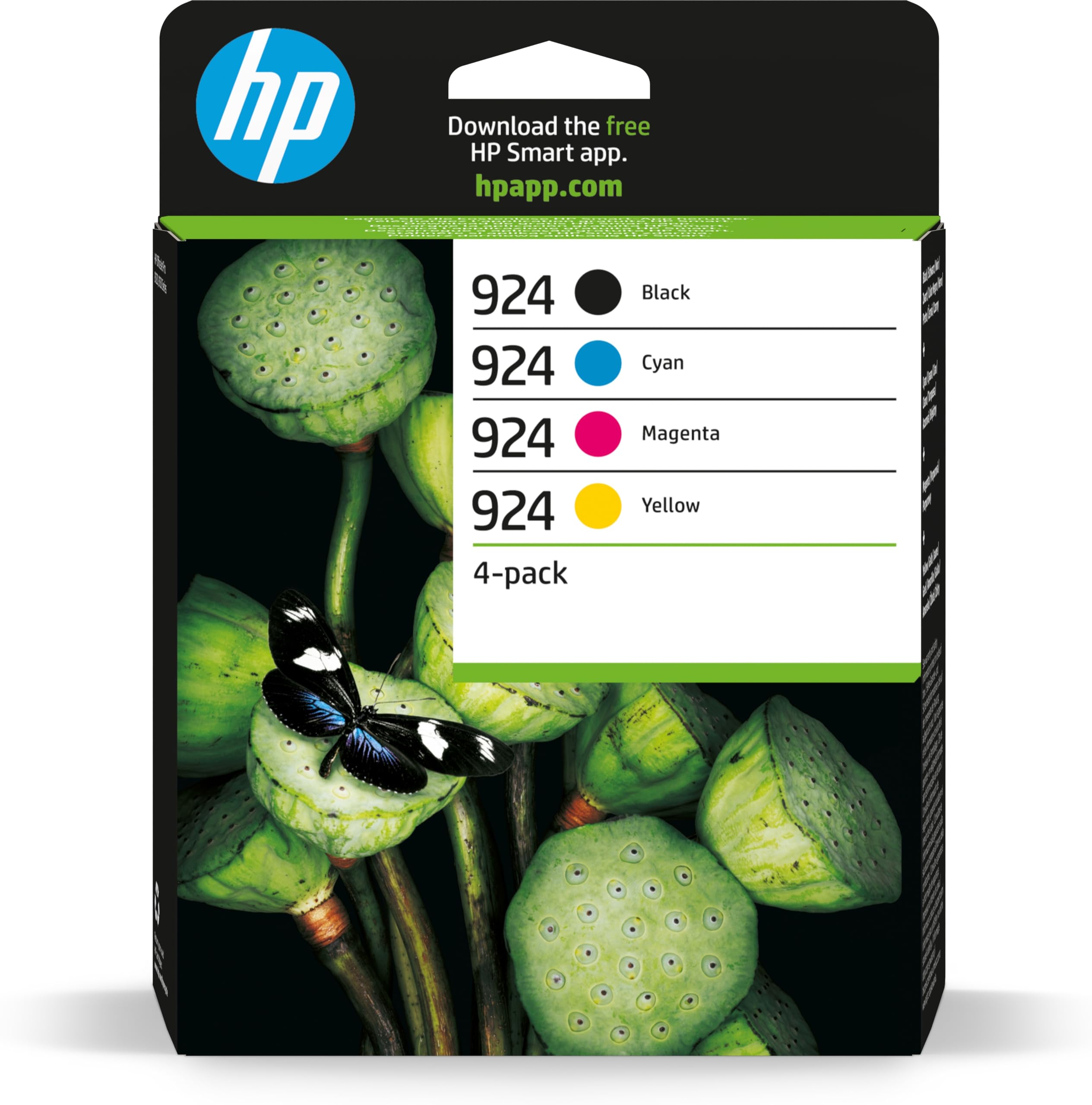 HP 924 Black/Cyan/Magenta/Yellow Original Ink Cartridges 4-Pack | Compatible wit