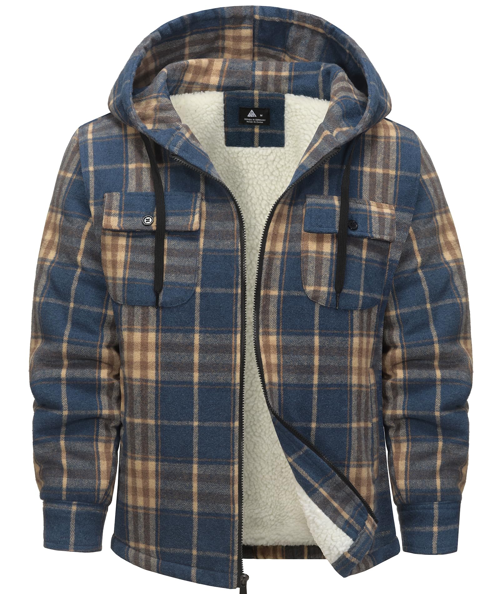 SwissWell Woodman Shirt Men Thick Plaid Flannel Jacket Plush Lining Hooded Sweat