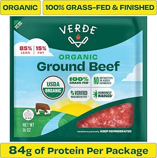 Verde Farms, Ground Beef 85% Lean/15% Fat, Organic, Grass-Fed, 1 lb