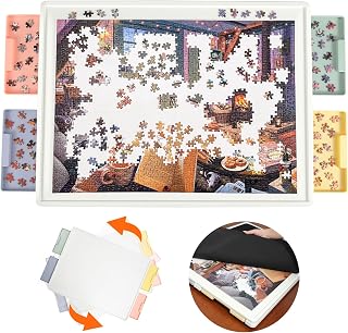 Playboda 1000 Pieces Rotating Puzzle Board with Drawers and Cover, 30"x22" Portable Spinning Jigsaw Puzzle Table for Adults, Upgraded Lazy Susan