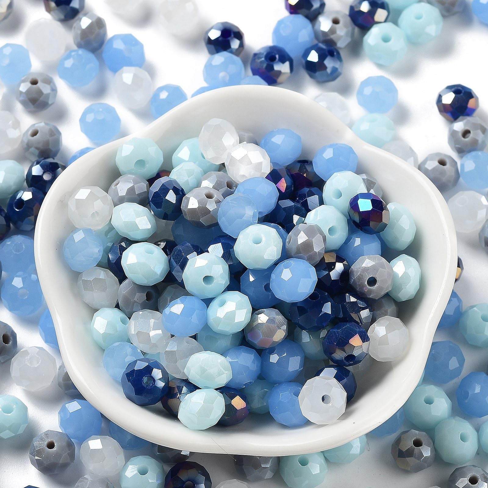145pcs 60g Faceted Round Glass Beads 8x6mm Crystal Loose Spacer Beads for Jewelr