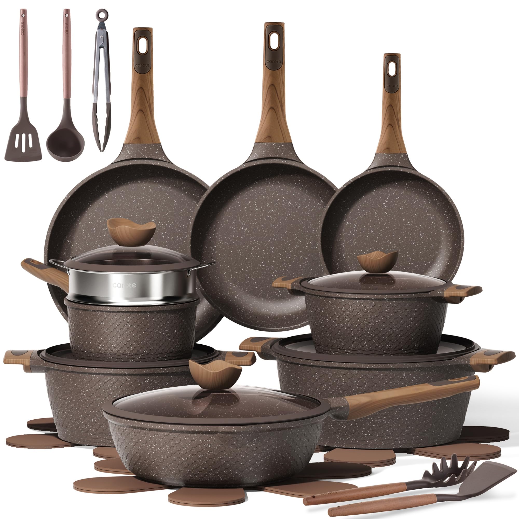 CAROTE 26pcs Pots and Pans Set Non Stick Cookware Sets | Induction Kitchen Cooki