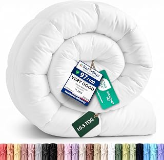 Utopia Bedding Coverless Double Duvet, 10.5 Tog Box Stitched Design, White | Soft & Cozy Comforter with Ultra-Soft Touch Microfiber filling & Corner Tabs, Easy Machine Washable