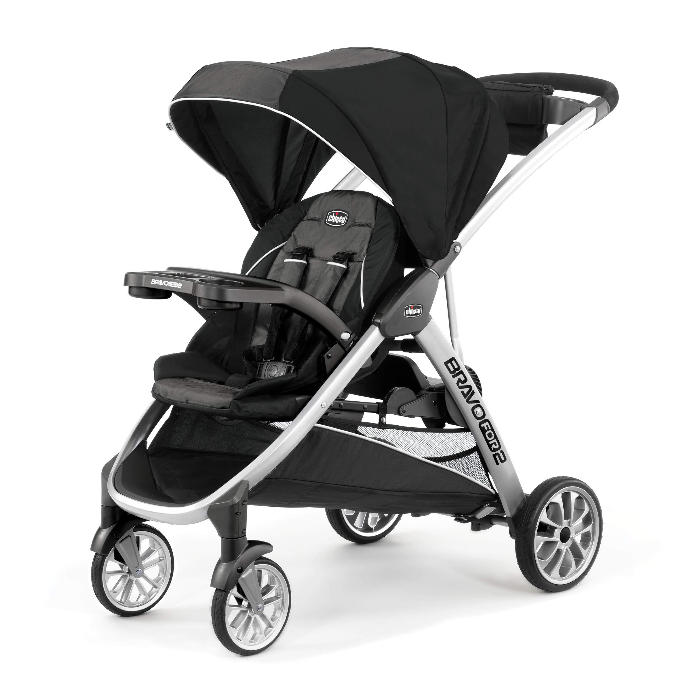Chicco BravoFor2 Standing/Sitting Double Stroller w/Child &amp; Parent Tray | Cl