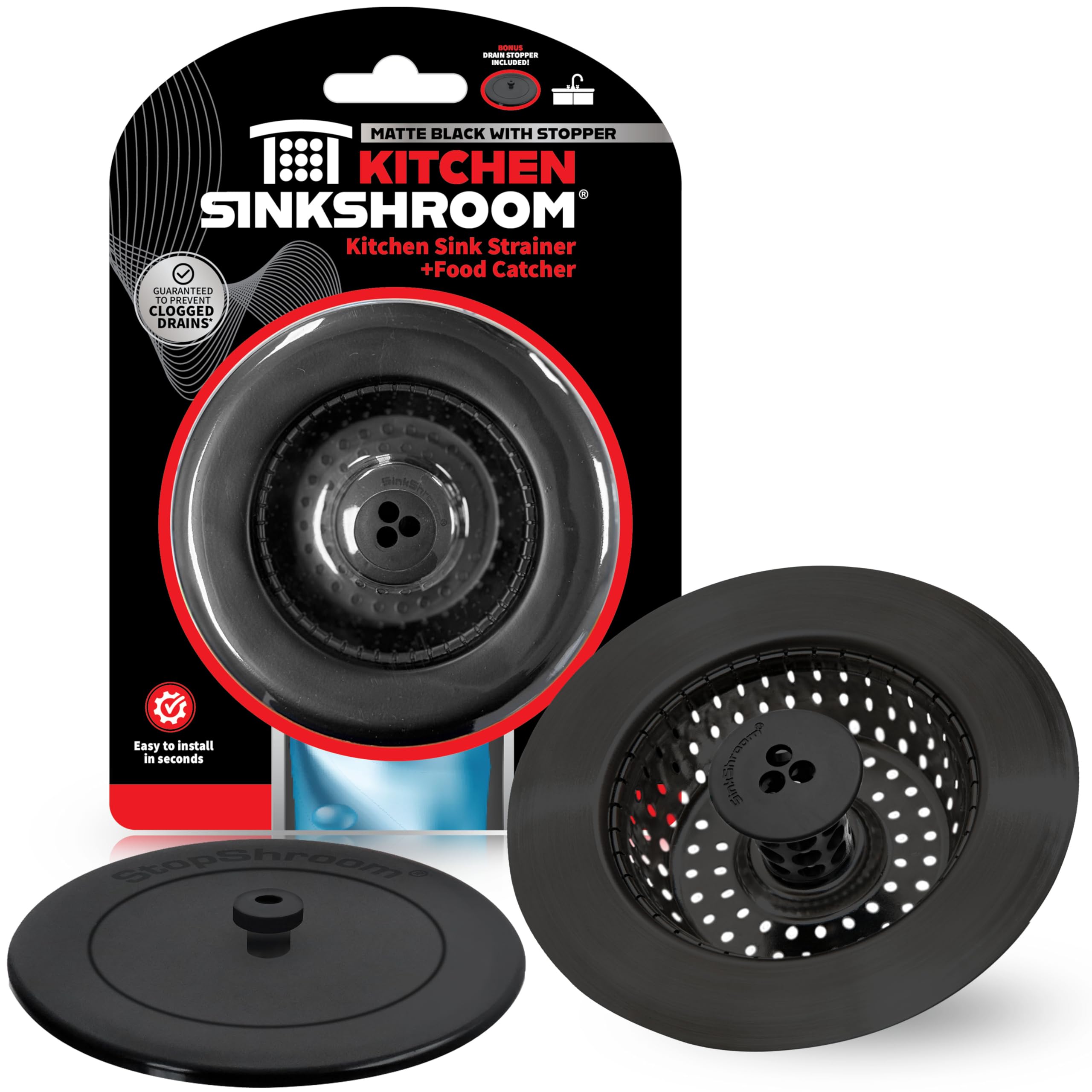 Kitchen SinkShroom Clog-Free Kitchen Sink Drain Strainer with Stopper - Sink Pro