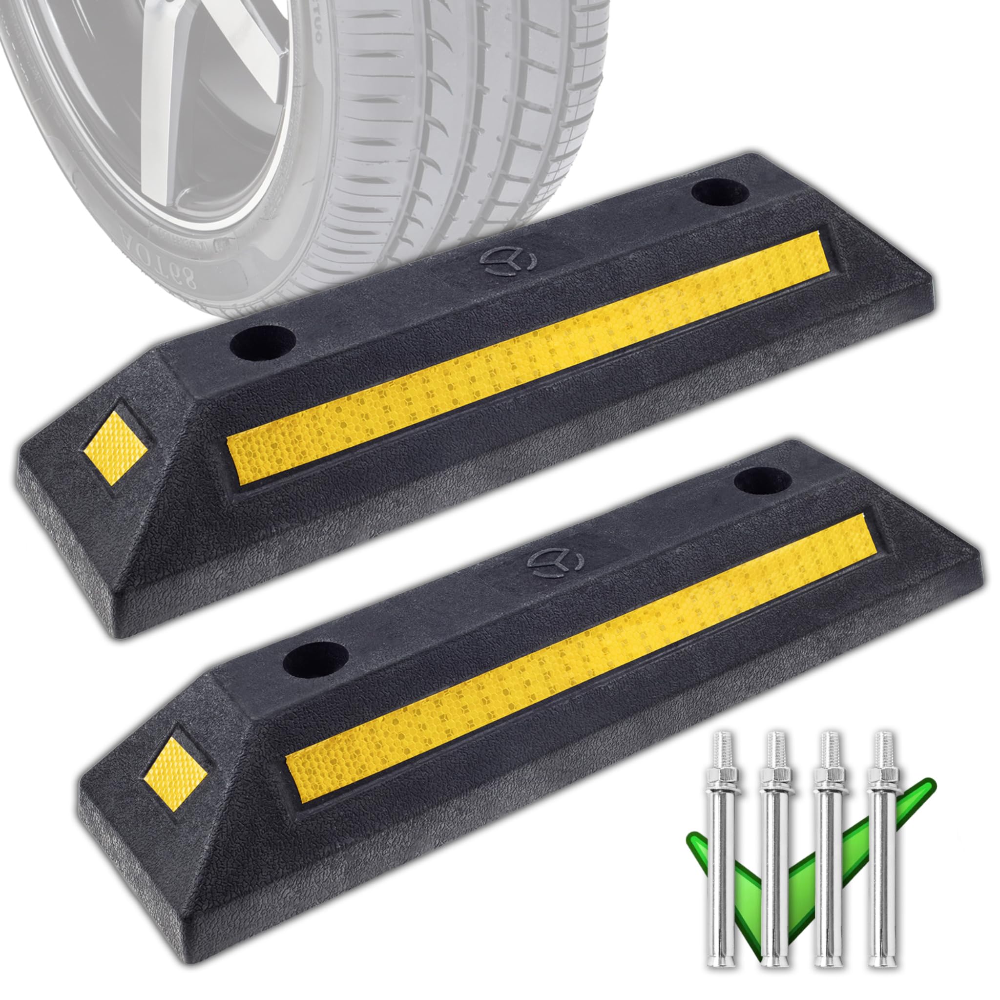 Genubi Industry Rubber Curb, Black Heavy Duty Parking Blocks Parking Target with