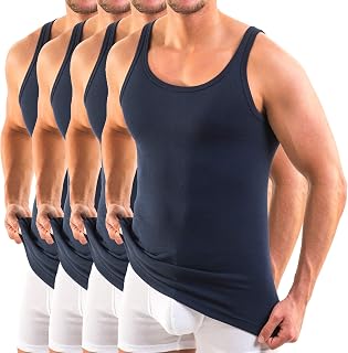 HERMKO 3000 Men's Ribbed Vest Top 100% Organic Cotton, Toxicological Tested, Tank Top Sports Tank Top by Factory – Pack of 4