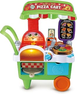 Leapfrog Build-a-Slice Pizza Cart, English | Follow customer orders, add toppings and use the interactive spatula and oven for pizza-shop role-play. Ages 3+