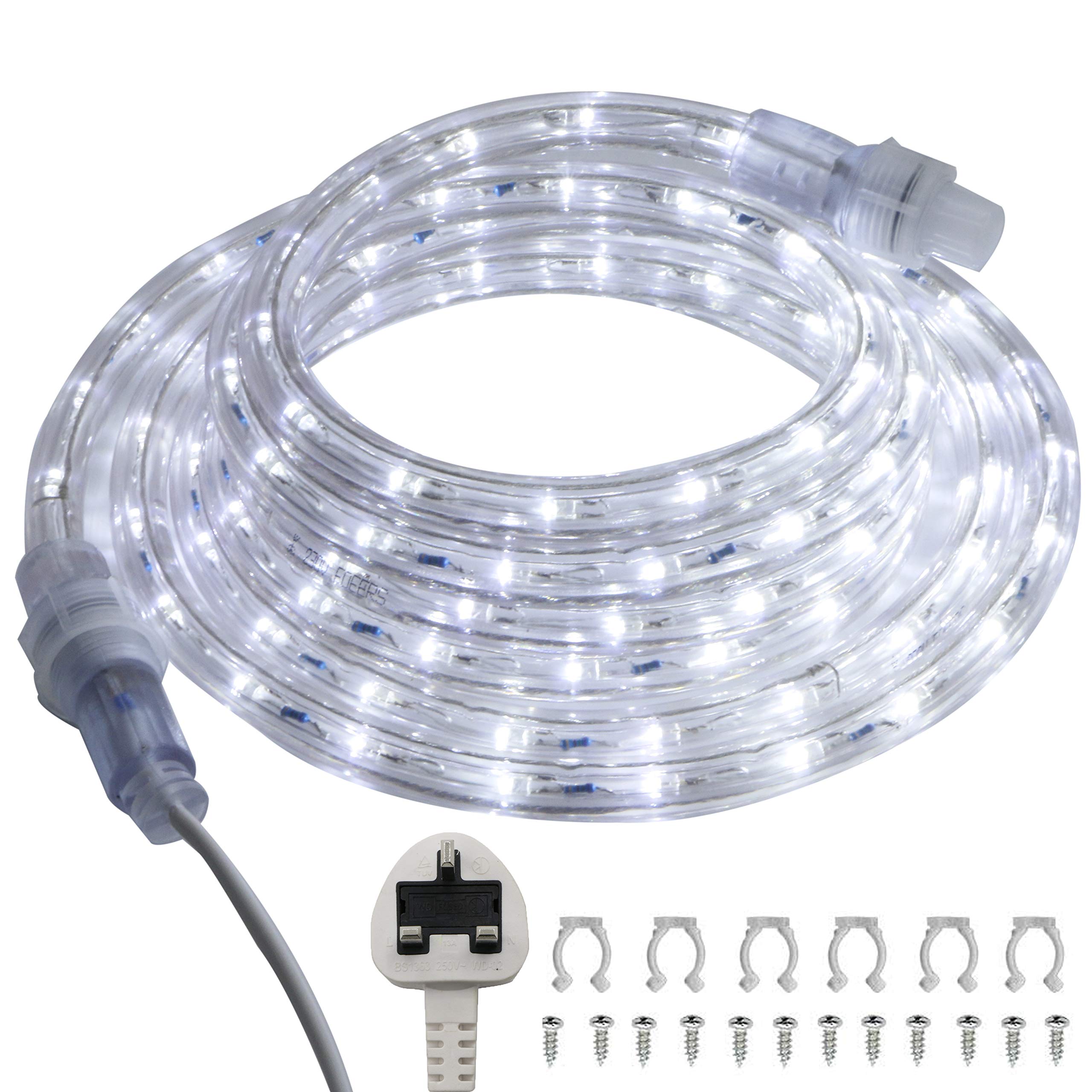 FOEERS LED Rope Lights,3m/10FT Outdoor Tube String Lights with Plug in,Waterproo
