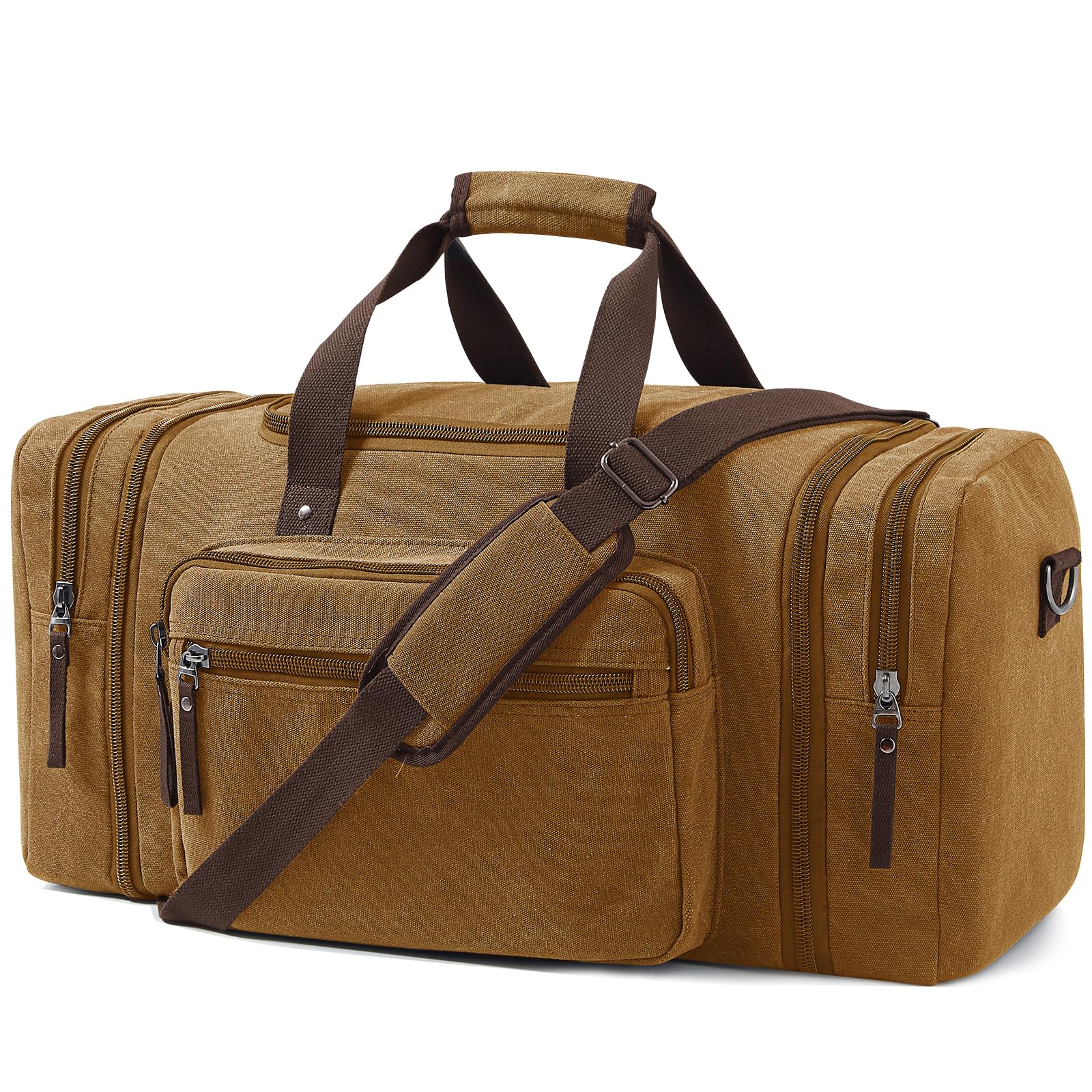 EKOROMIER 55L Canvas Travel Bag for Men - Expandable Weekend Bag - Carry-on Lugg