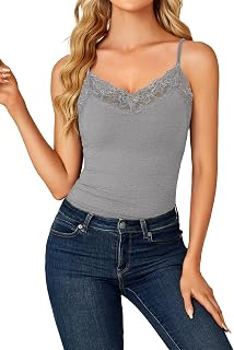 LYANER Women's Lace Trim V Neck Y2k Cami Top