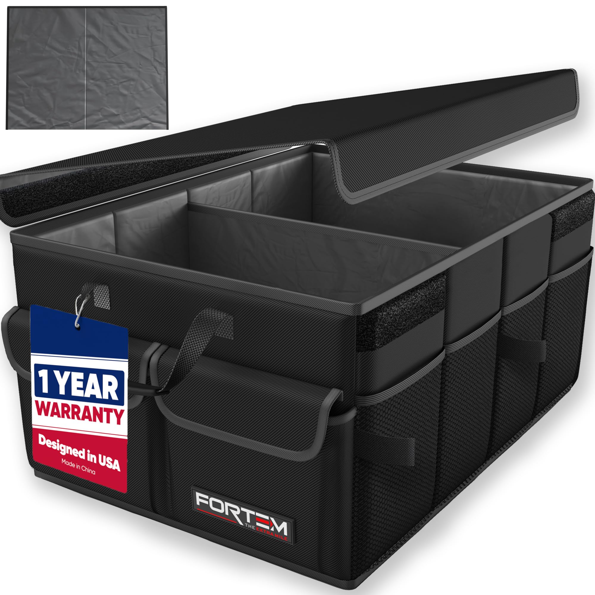 FORTEM Trunk Organizer - Foldable Car Organizer & Storage for SUVs & Trucks | Ca