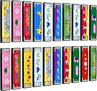 20 Pcs Harmonica for Kids Birthday Party Favor Musical Instrument, Return Gift Cartoon Double Row Harmonica Bulk Toy for Kids Party Favors Goodie Bags Stuffers & Operation Christmas Child Items