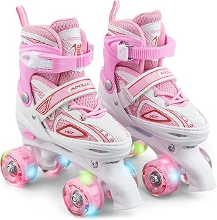 Apollo Super Quad X Pro Roller Skates Children & Women, Adjustable with LED