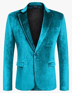 Coofandy Blazer de Terciopelo para Hombre con un botón (Paquete de 1)