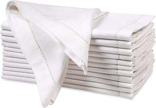 Ramanta Home Flax Linen Cloth Napkins Set of 12 20x20 Inches - White