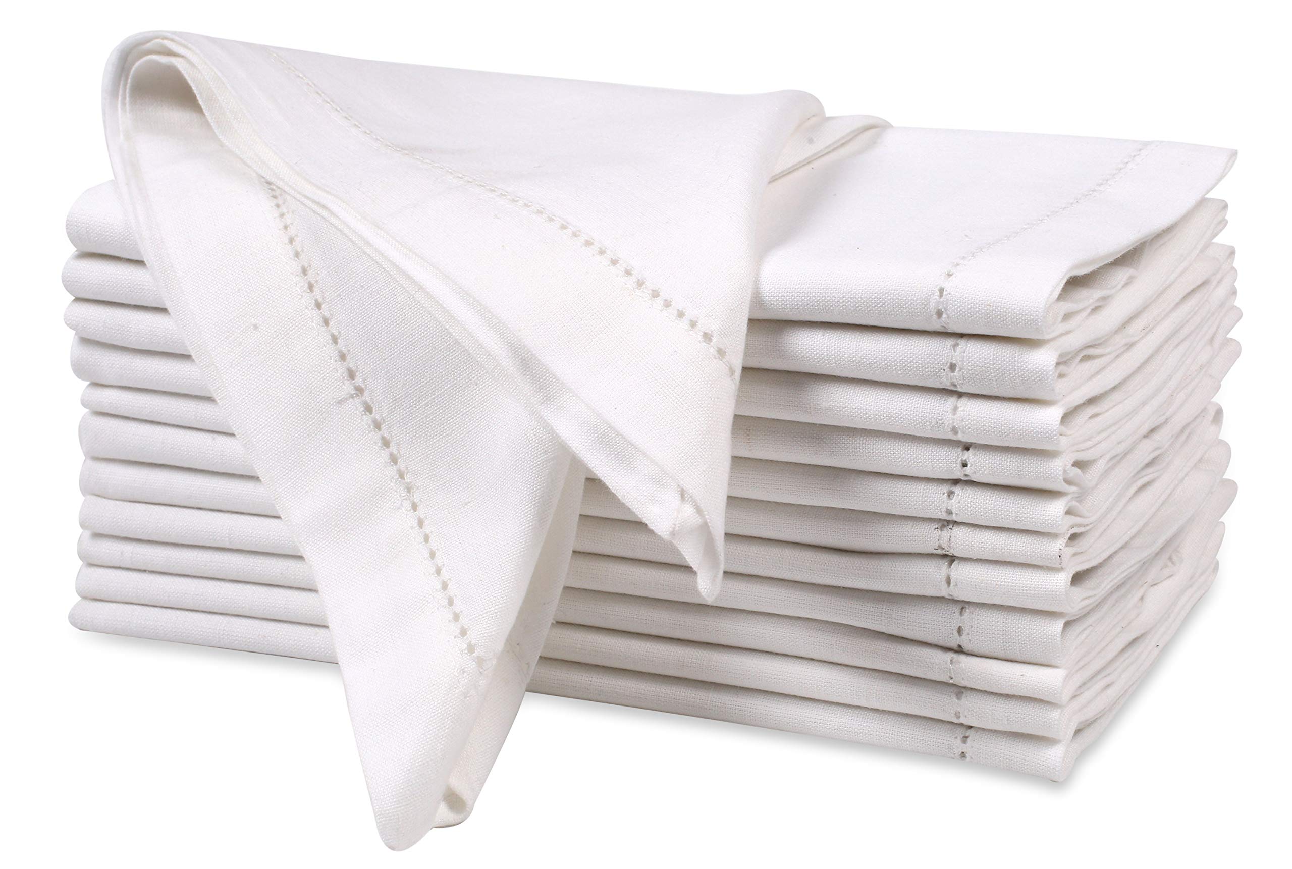 Ramanta Home Flax Linen Cloth Napkins Set of 12 20x20 Inches - White