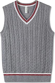 BOBOYOYO Boys Sweater Vest Unisex Cable Knit 100% Cotton Toddler Uniform Vest for Little Big Teen Boy Girls Childrens Kids