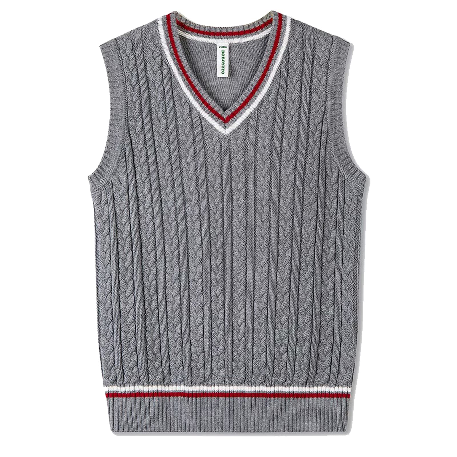 BOBOYOYO Boys Sweater Vest Unisex Cable Knit 100% Cotton Toddler Uniform Vest fo