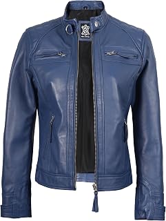 Decrum Cafe Racer Leather Jackets For Women Motorcycle Style