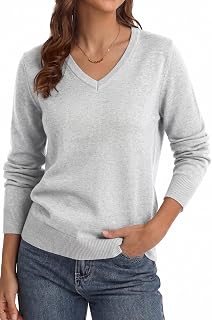 QUALFORT Womens Soft Long Sleeve Sweaters Pullover Lightweight Knitted