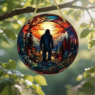 Bigfoot Colorful Acrylic Suncatcher 7 Inch Wall Hanging Window Decoration Stained Glass Window Decoration Gift Idea for Indoor and Outdoor