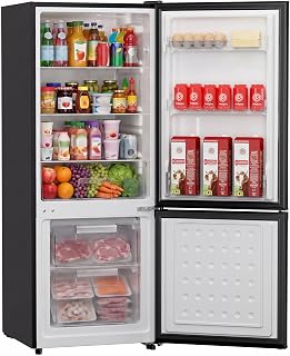 Upstreman 7.1 Cu.Ft Refrigerator with Bottom Freezer, Apartment Fridge | Energy-efficient, Large Capacity, Adjustable Thermostat, Refrigerator for Apartment, Kitchen, Dorm, Black, BM71