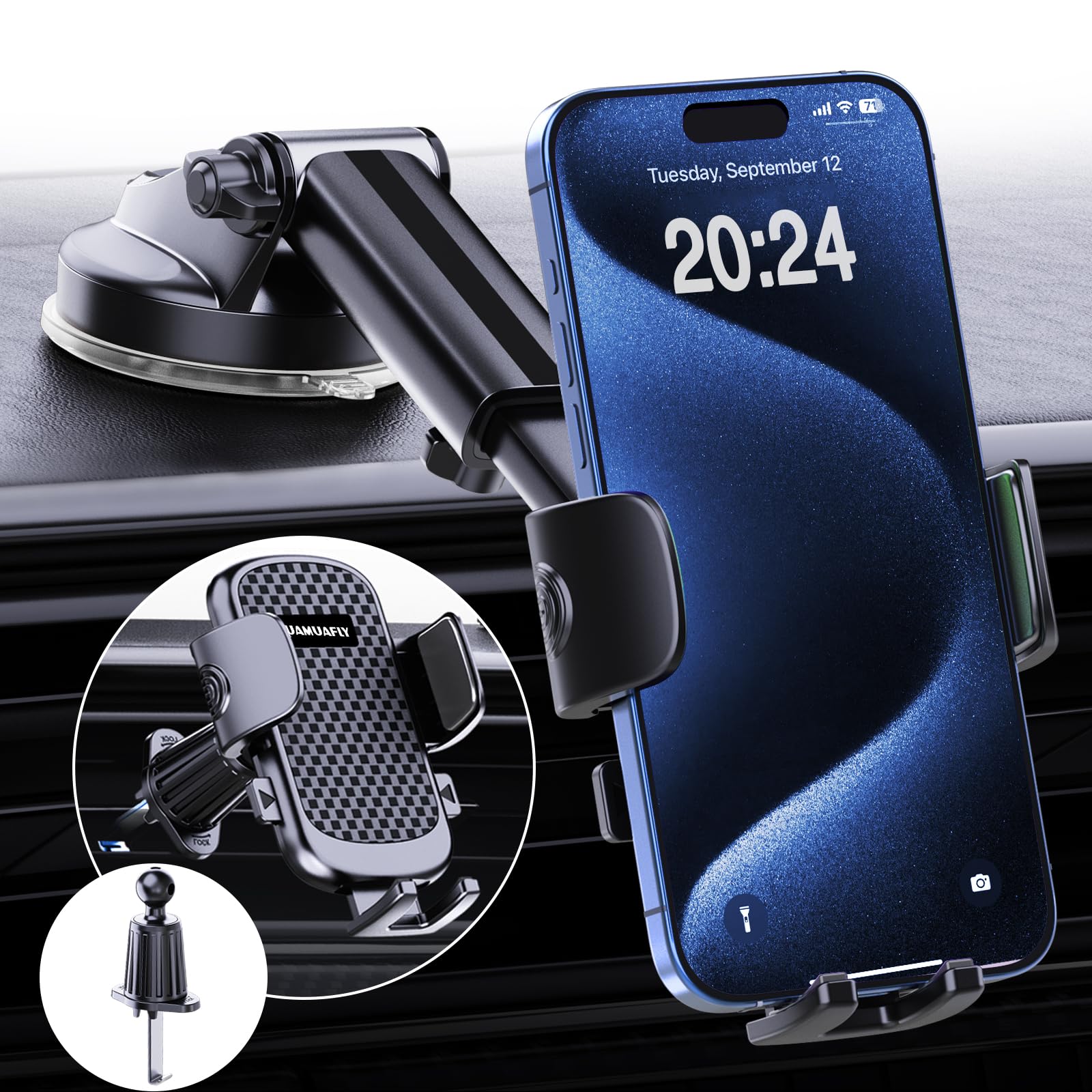 [Ultra-Stable] Car Phone Holder [2026 Upgraded Suction & Clip] Mobile Phone Moun
