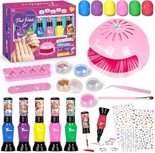 Kids Nail Polish, Gifts for 6-12 Year Old Girl, Birthday Presents Toys | 7 8 10 Year Old Girl for Girls, Peel Off Nail Varnish Set With Nail Dryer, Kids Toys Age 5+