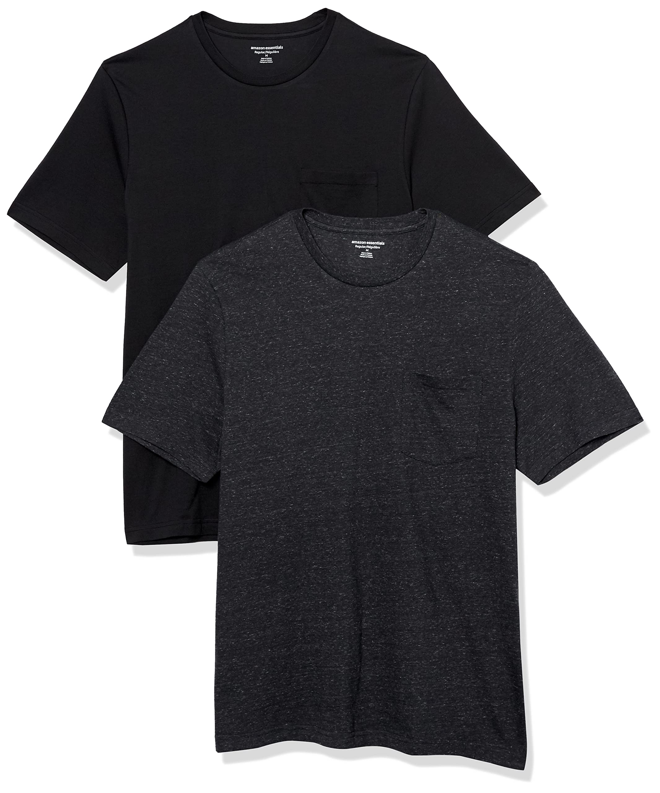 Amazon Essentials Men's T-Shirt Slim-Fit Short-Sleeved Crewneck Pocket, Pack of 