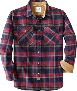 Dubinik® 6 oz Men's Flannel Shirt Long Sleeve Button Down Plaid Shirt