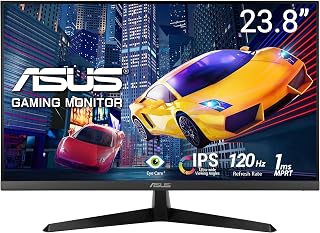 ASUS VY249HGR Eye Care Gaming Monitor – 24 inch FHD (1920x1080), IPS, 120Hz OC, SmoothMotion, 1ms MPRT, Adaptive Sync, Eye Care Plus, Blue Light Filter, Flicker Free, antibacterial treatment