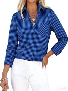 siliteelon Button Down Shirts for Women: Wrinkle Resistant Long Sleeve Classic Fit Collar Solid Color Formal Office Shirts