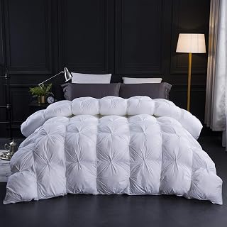 Three Geese Super King Size Duvet,Goose Feather Down Duvet All Year Round 10.5 Tog, 100% Organic Cotton Cover, Double Quilt Bed Comforter (White)
