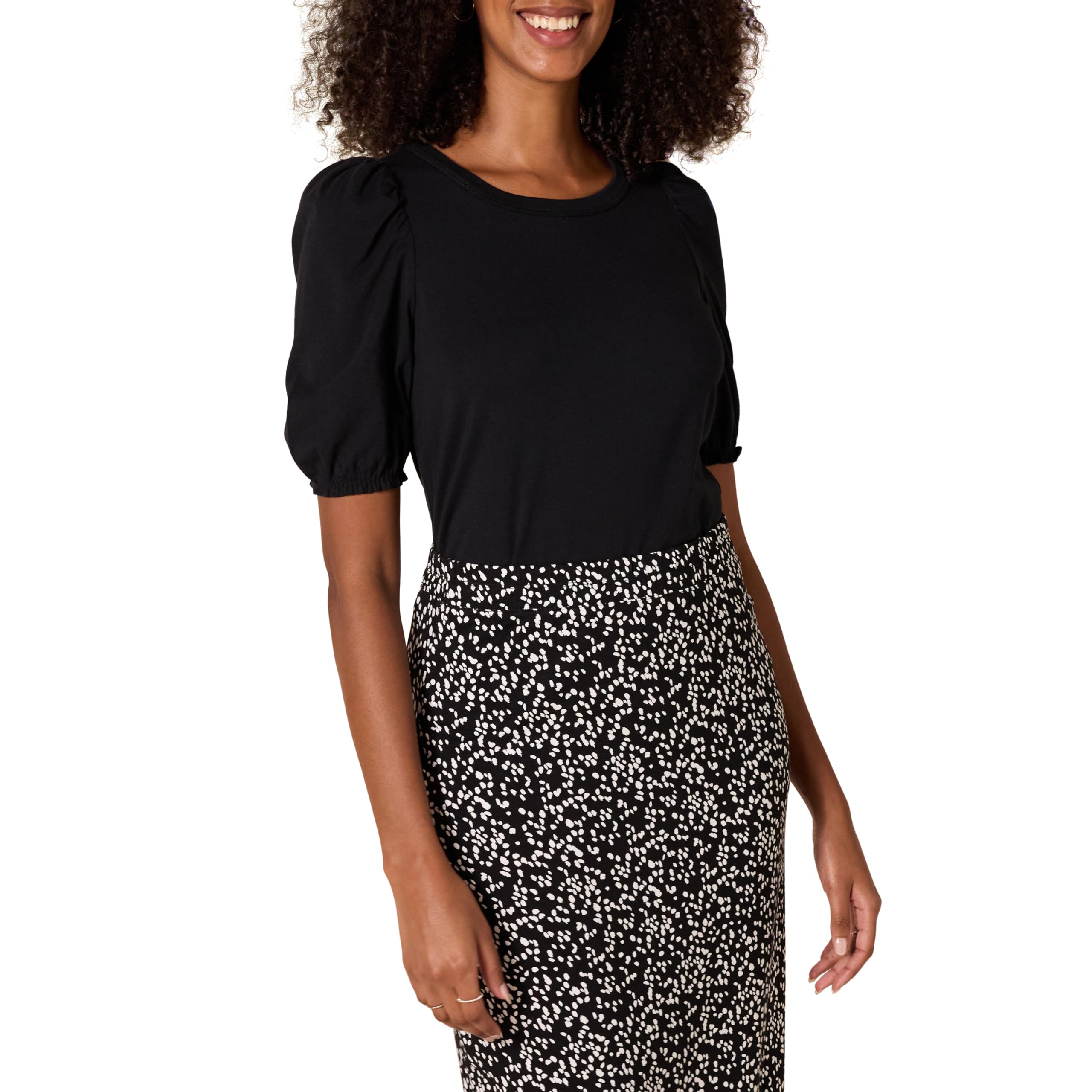 Amazon Essentials Women's Regular Fit Round Neck Puff Sleeve T-Shirt