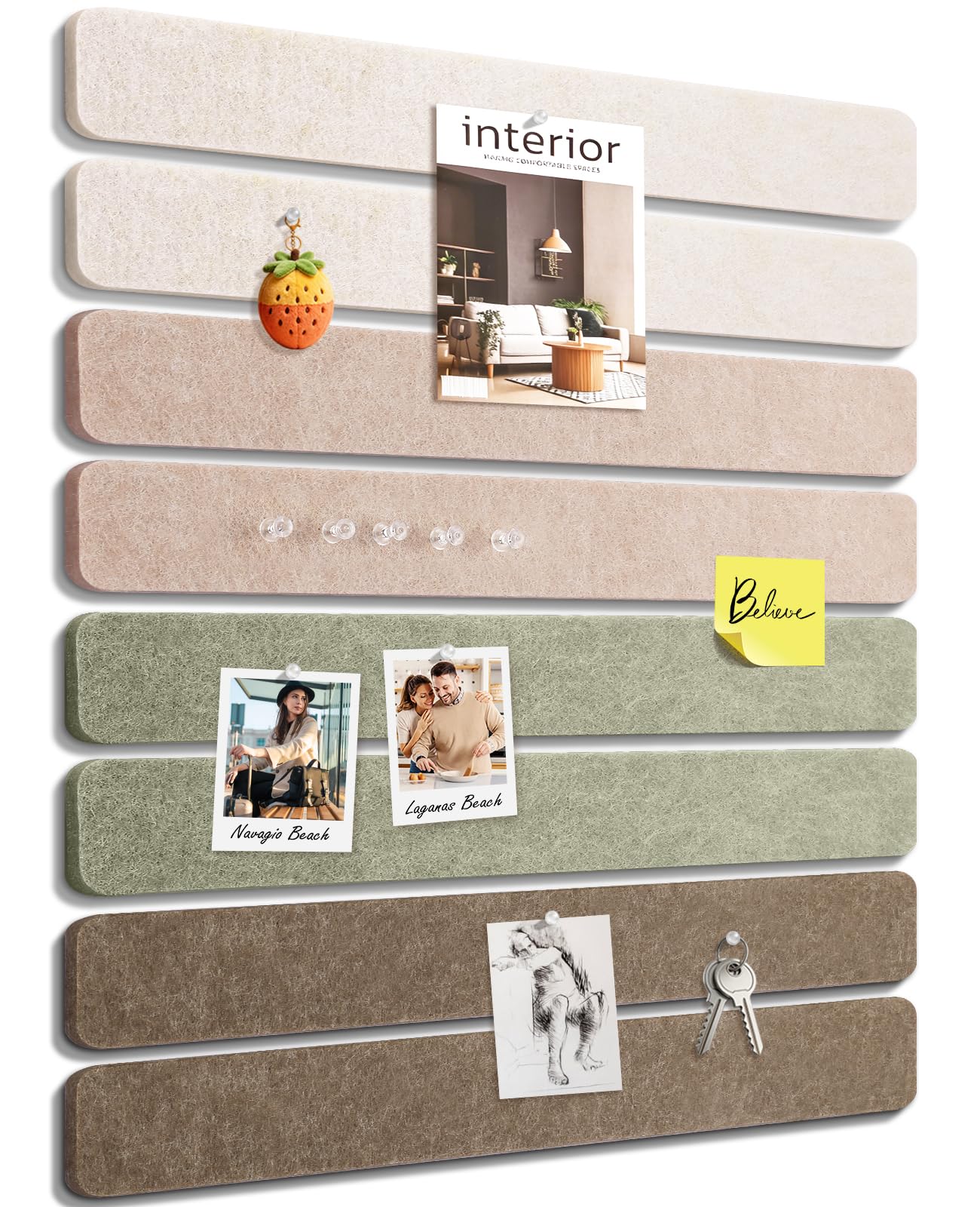 Small Cork Bulletin Board Tiles, Felt Wall Decor and Office Desk Accessories for